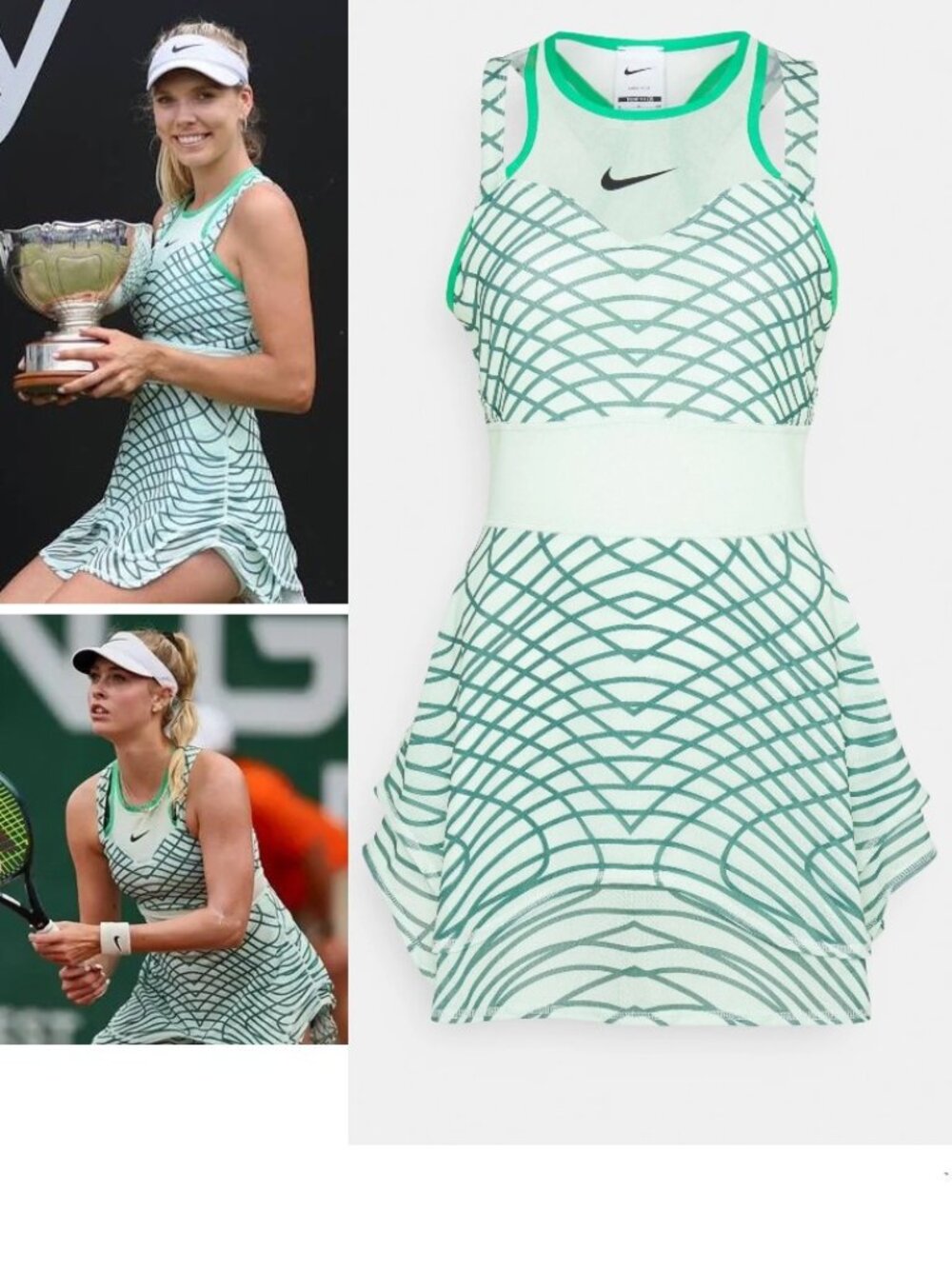 Nwt Nike Court Slam printed Dri-FIT mesh tennis dress L Large